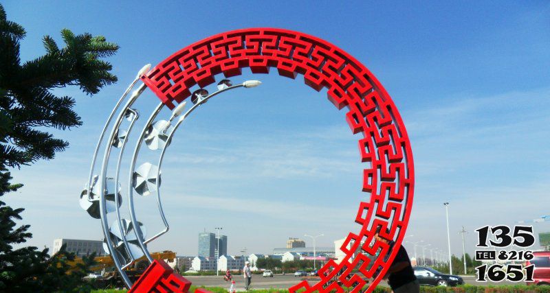 花環(huán)雕塑-城市花園廣場(chǎng)紅色剪影不銹鋼花環(huán)雕塑 花環(huán)雕塑-城市花園廣場(chǎng)紅色剪影不銹鋼花環(huán)雕塑高清圖片