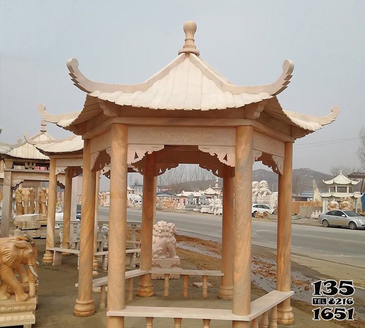 涼亭雕塑-花園廣場休閑區擺放大理石休閑涼亭座椅 涼亭雕塑-花園廣場休閑區擺放大理石休閑涼亭座椅高清圖片