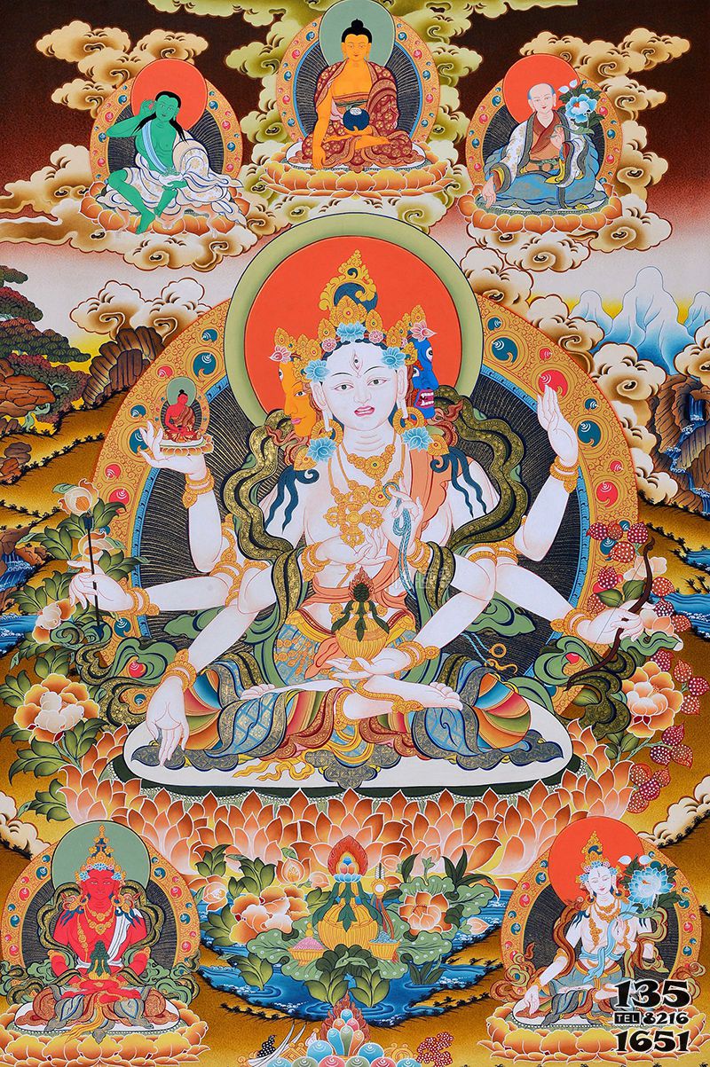 佛母雕塑-寺院長壽三尊之尊勝墻畫彩繪佛母雕塑 佛母雕塑-寺院長壽三尊之尊勝墻畫彩繪佛母雕塑
