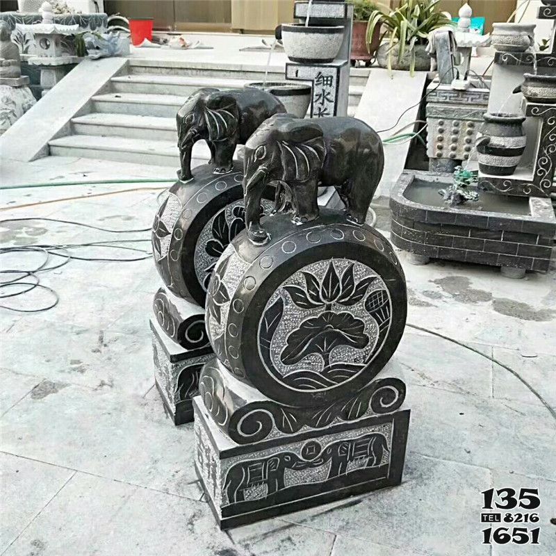 抱鼓石雕塑-庭院門前擺放大理石浮雕小象抱鼓石雕塑 抱鼓石雕塑-庭院門前擺放大理石浮雕小象抱鼓石雕塑高清圖片