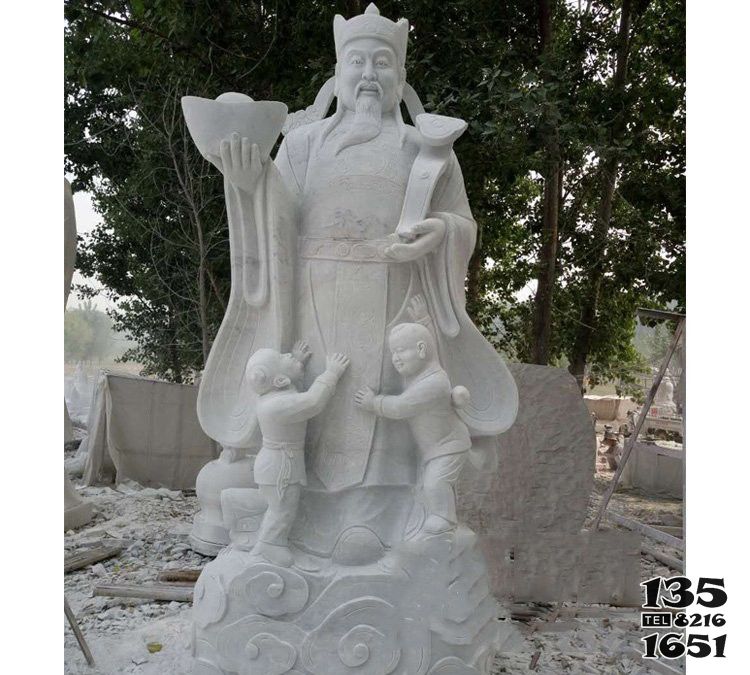 財神雕塑-戶外景區大型漢白玉石雕財神雕塑 財神雕塑-戶外景區大型漢白玉石雕財神雕塑高清圖片