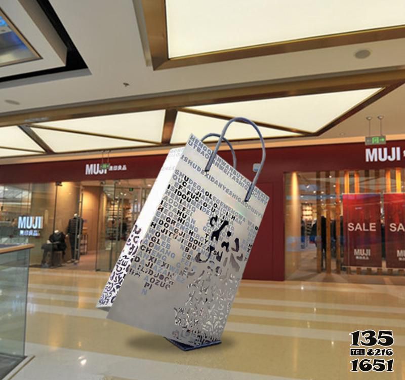 購物袋雕塑-商店廣場室內擺放鏤空不銹鋼購物袋雕塑 購物袋雕塑-商店廣場室內擺放鏤空不銹鋼購物袋雕塑高清圖片