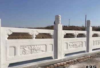 欄桿欄板雕塑-河道景區(qū)漢白玉欄桿浮雕蘭梅竹菊欄桿石雕