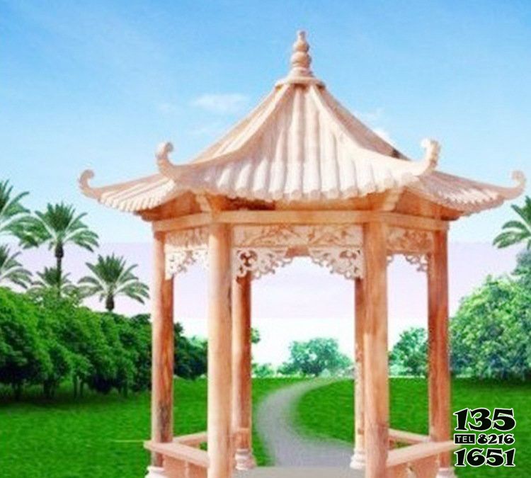 涼亭雕塑-景區草坪擺放晚霞紅雕刻鏤空休閑涼亭 涼亭雕塑-景區草坪擺放晚霞紅雕刻鏤空休閑涼亭高清圖片