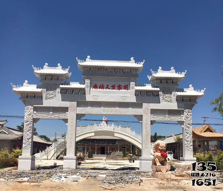 牌坊雕塑-寺廟漢白玉三門五樓石牌坊石雕 牌坊雕塑-寺廟漢白玉三門五樓石牌坊石雕高清圖片