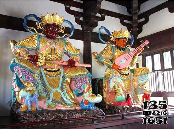 天王雕塑-玻璃鋼彩繪大型寺廟景觀天王雕塑