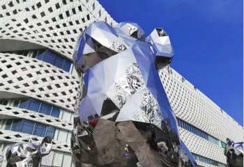 狗雕塑-廣場大型不銹鋼幾何狗雕塑