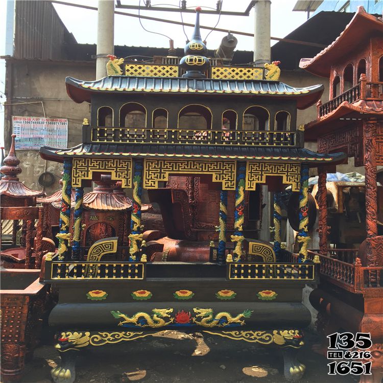 香爐雕塑-大型兩層復(fù)舊宗祠祠堂鑄鐵香爐