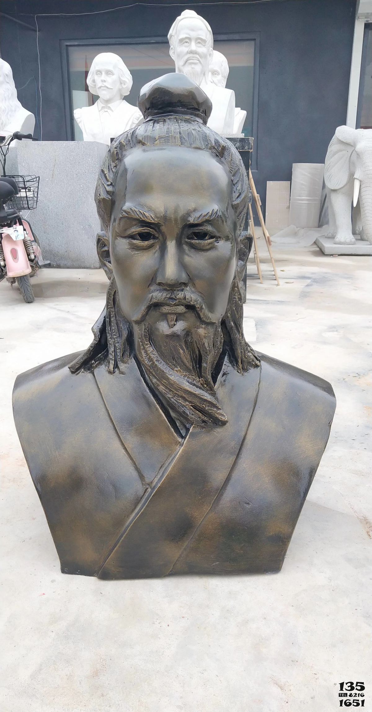 魯班雕塑-大學擺放玻璃鋼仿銅魯班頭像雕塑 魯班雕塑-大學擺放玻璃鋼仿銅魯班頭像雕塑高清圖片