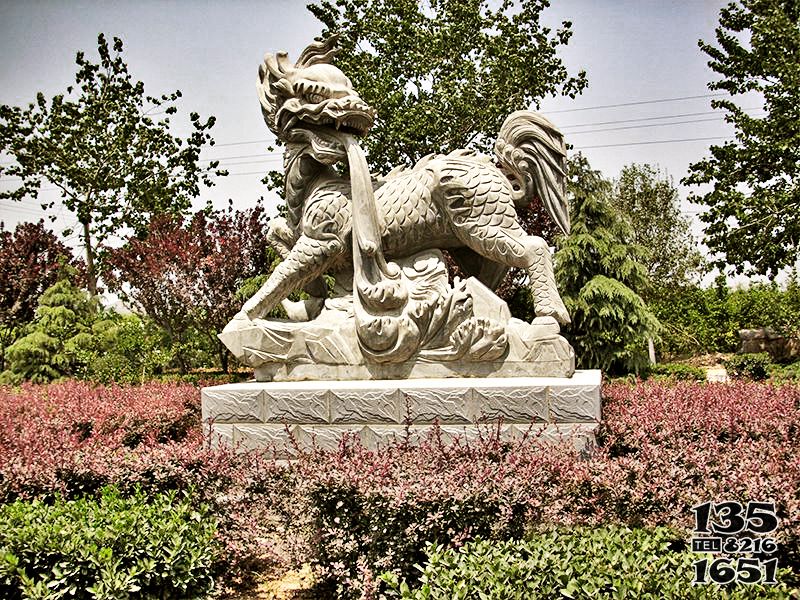 麒麟雕塑-花廣場花園景觀大理石石雕麒麟雕塑 麒麟雕塑-花廣場花園景觀大理石石雕麒麟雕塑高清圖片