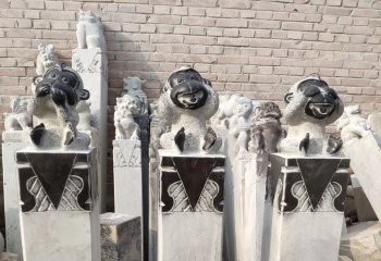 拴馬柱雕塑-學(xué)院景區(qū)仿古青石猴子雕像拴馬柱雕塑
