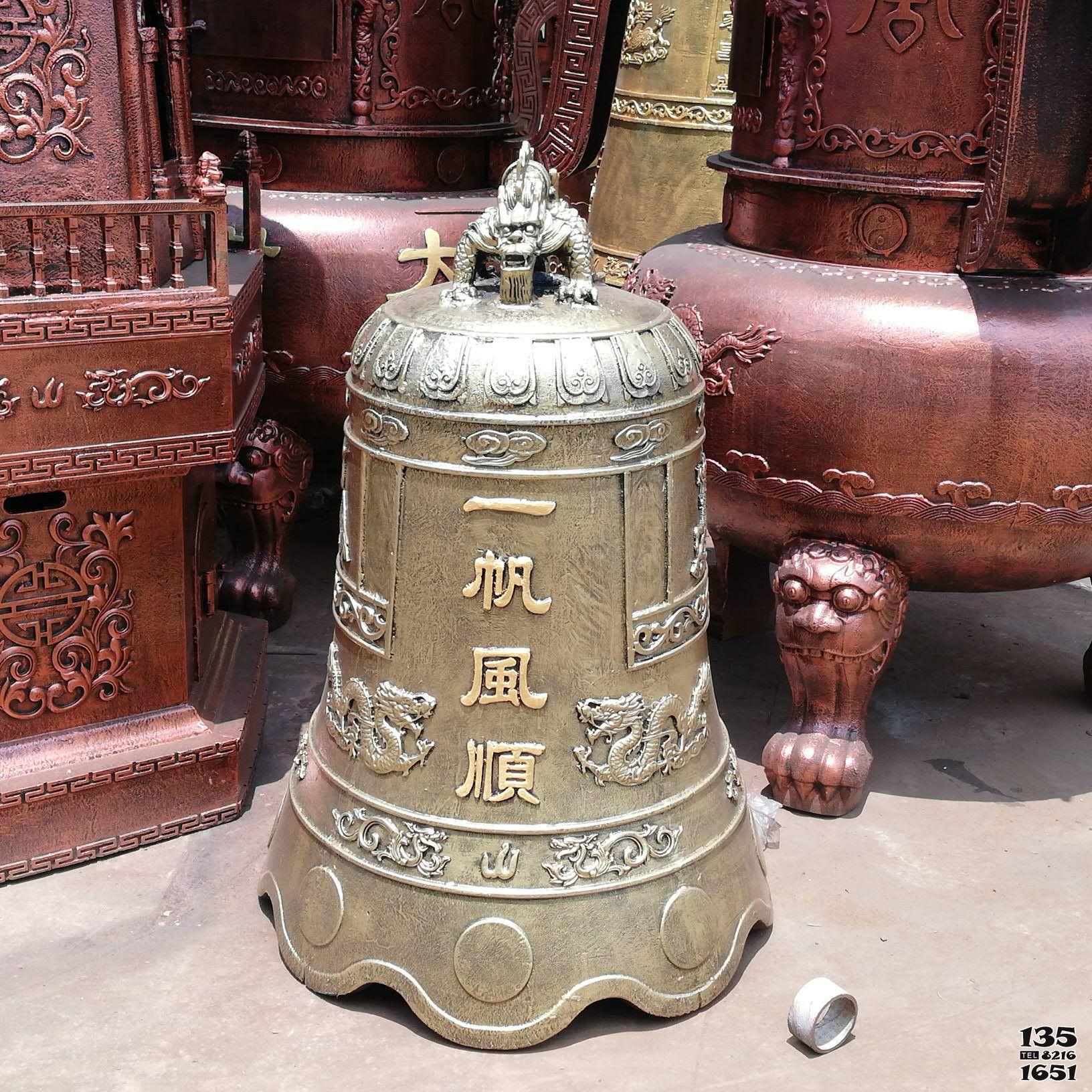 銅鐘雕塑-一帆風順銅鐘大掛件 銅鐘雕塑-一帆風順銅鐘大掛件高清圖片