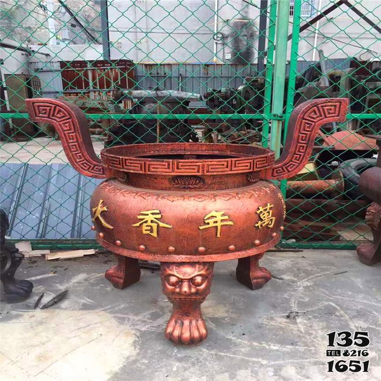香爐雕塑-佛家禪寺擺放燒紙上香圓形三足香爐 香爐雕塑-佛家禪寺擺放燒紙上香圓形三足香爐高清圖片