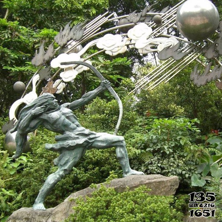 后羿雕塑-城市小區后羿射日做舊青石雕塑 后羿雕塑-城市小區后羿射日做舊青石雕塑高清圖片