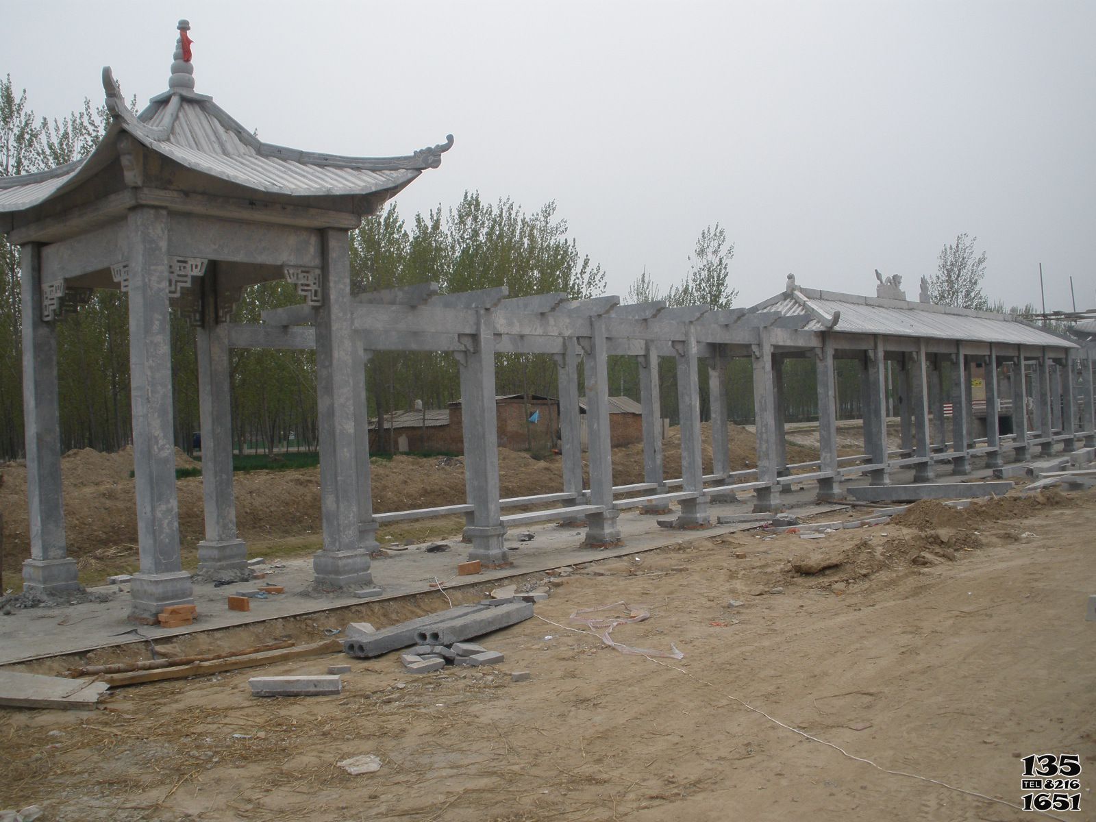 涼亭雕塑-公園戶外長廊青石仿古建涼亭裝飾擺件 涼亭雕塑-公園戶外長廊青石仿古建涼亭裝飾擺件高清圖片