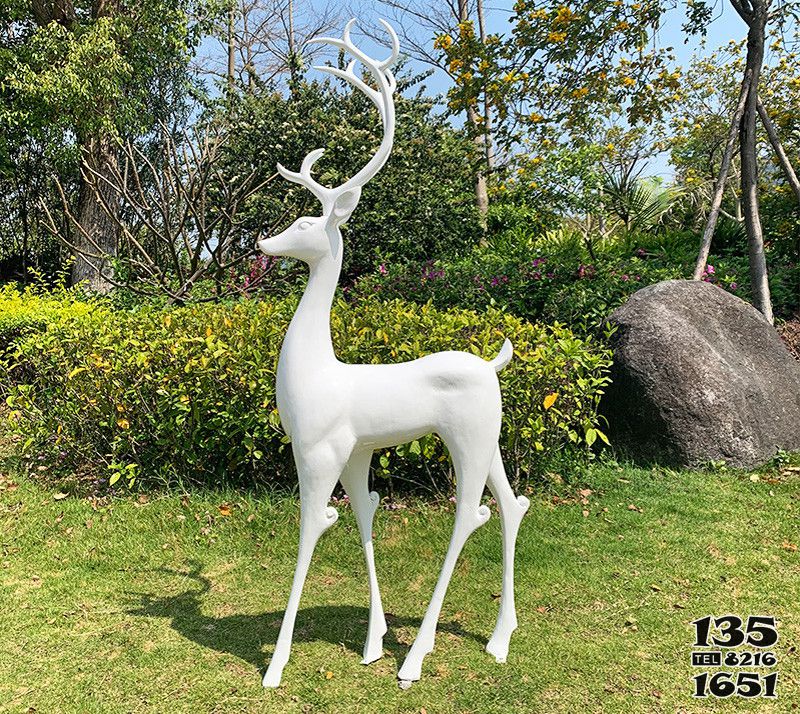 梅花鹿雕塑-戶外園林大型景觀玻璃鋼白色梅花鹿雕塑 梅花鹿雕塑-戶外園林大型景觀玻璃鋼白色梅花鹿雕塑