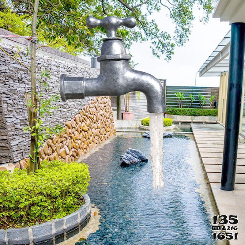 噴泉雕塑-景區別墅大型仿真景觀墻面上的不銹鋼水龍頭噴泉雕塑 噴泉雕塑-景區別墅大型仿真景觀墻面上的不銹鋼水龍頭噴泉雕塑
