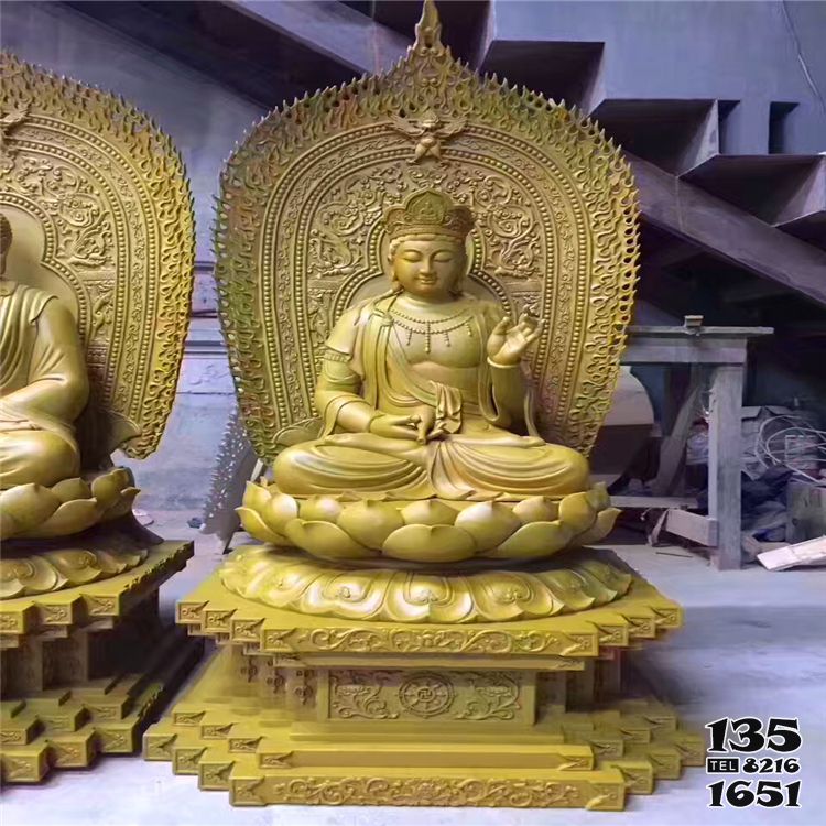 三圣雕塑-玻璃鋼彩繪黃色佛像三圣雕塑 三圣雕塑-玻璃鋼彩繪黃色佛像三圣雕塑高清圖片