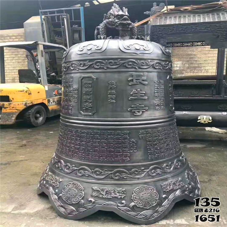 銅鐘雕塑-禪寺鑄鐵仿青銅鐘 銅鐘雕塑-禪寺鑄鐵仿青銅鐘高清圖片