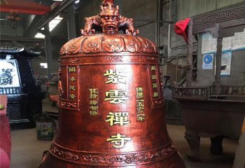 銅鐘雕塑-寺院擺放紅銅鑄造銅鐘雕塑