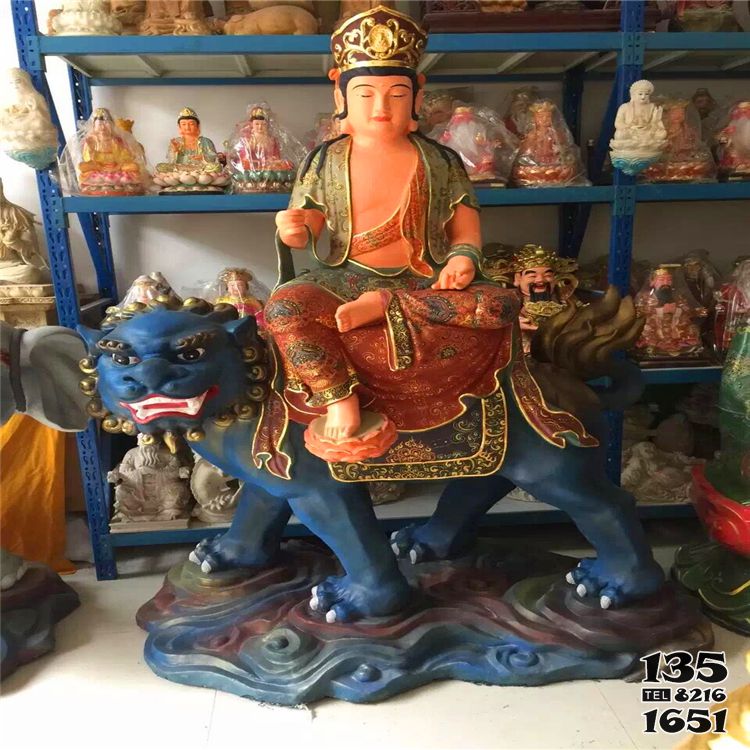 文殊普賢雕塑-玻璃鋼彩繪寺廟坐著神獸的文殊普賢雕塑 文殊普賢雕塑-玻璃鋼彩繪寺廟坐著神獸的文殊普賢雕塑高清圖片
