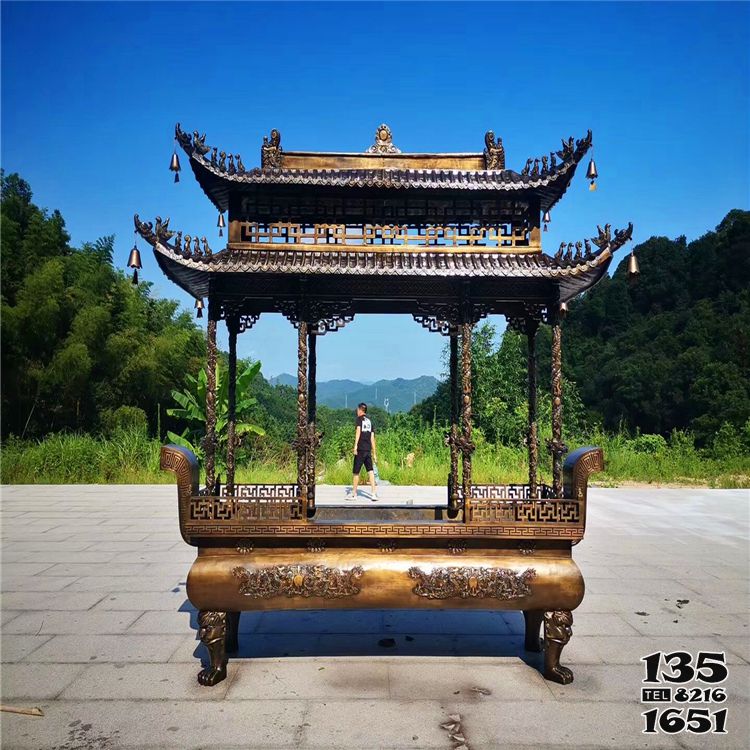香爐雕塑-寺廟景觀鏤空浮雕龍柱鑄銅多層寶鼎香爐 香爐雕塑-寺廟景觀鏤空浮雕龍柱鑄銅多層寶鼎香爐