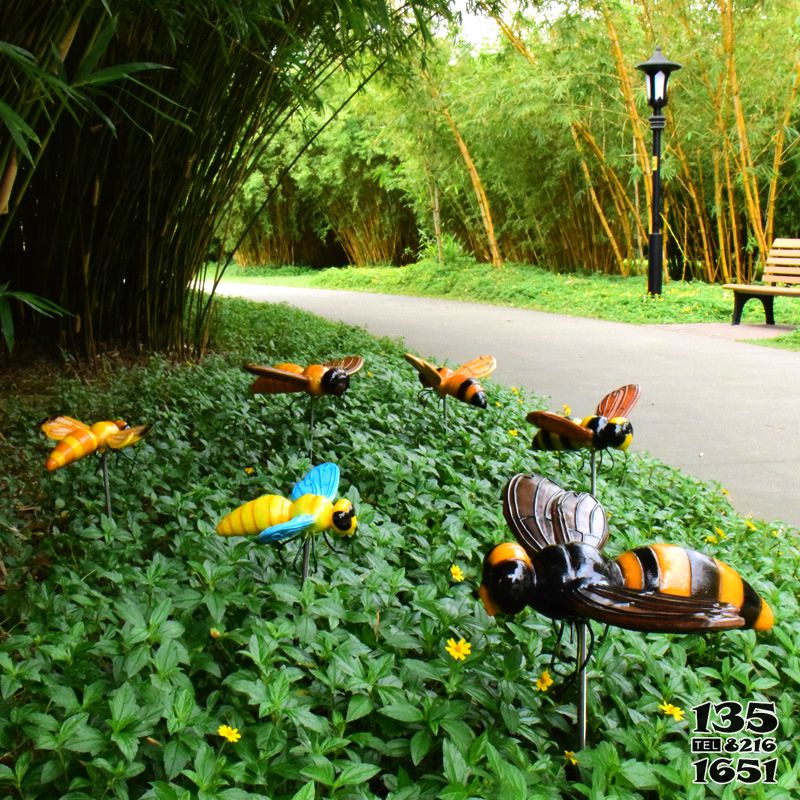 蜜蜂雕塑-公園竹林草叢仿真電源燈樹脂蜜蜂雕塑 蜜蜂雕塑-公園竹林草叢仿真電源燈樹脂蜜蜂雕塑