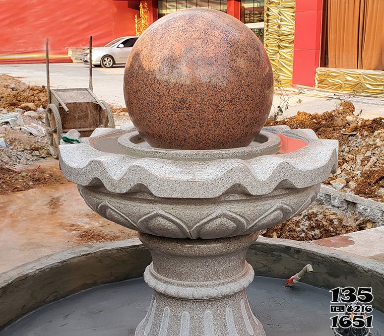 噴泉雕塑-廣場風水球大理石紅噴泉雕塑 噴泉雕塑-廣場風水球大理石紅噴泉雕塑高清圖片