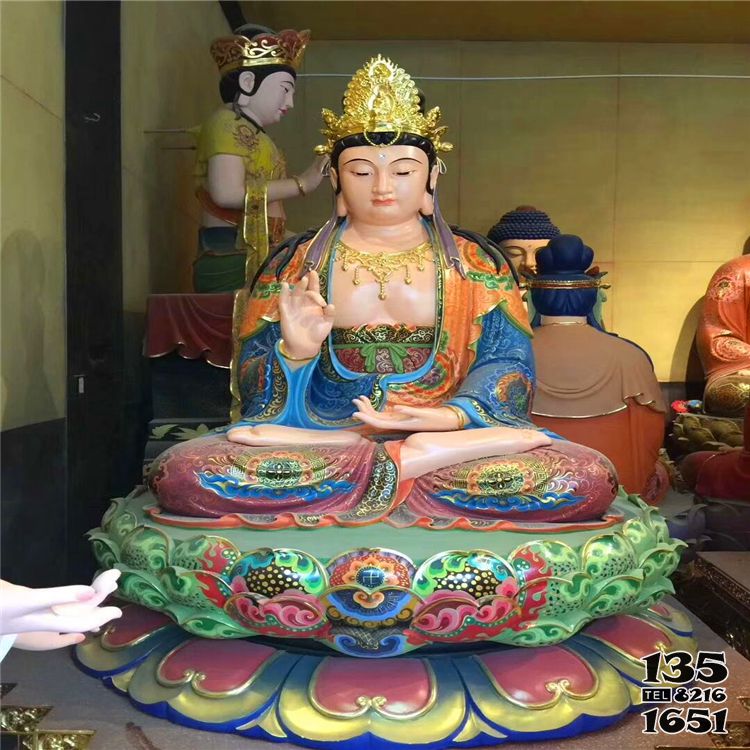 三圣雕塑-景區(qū)玻璃鋼彩繪佛像坐著的三圣雕塑高清圖片