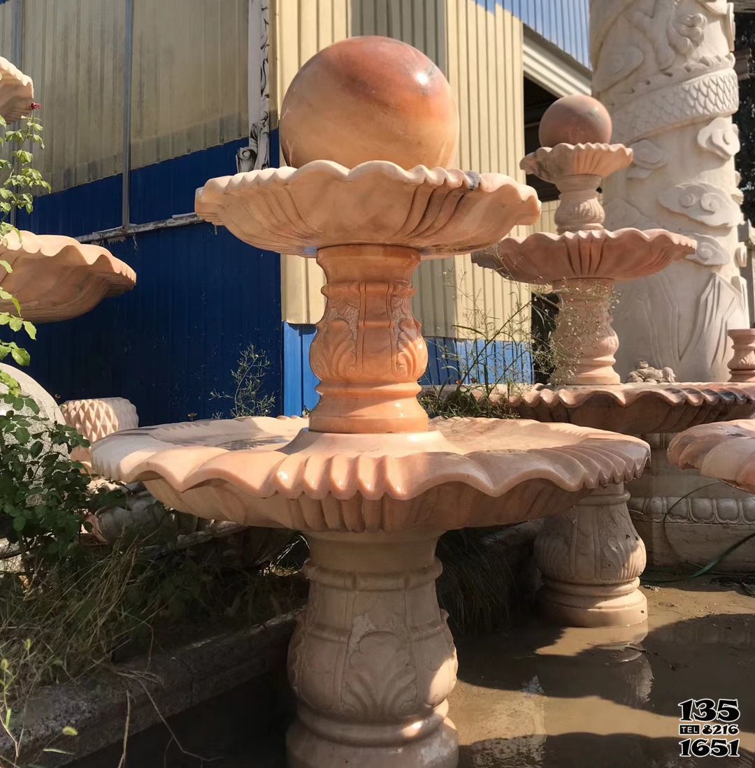 風水球雕塑-城市廣場風水球晚霞紅多層噴泉雕塑 風水球雕塑-城市廣場風水球晚霞紅多層噴泉雕塑高清圖片