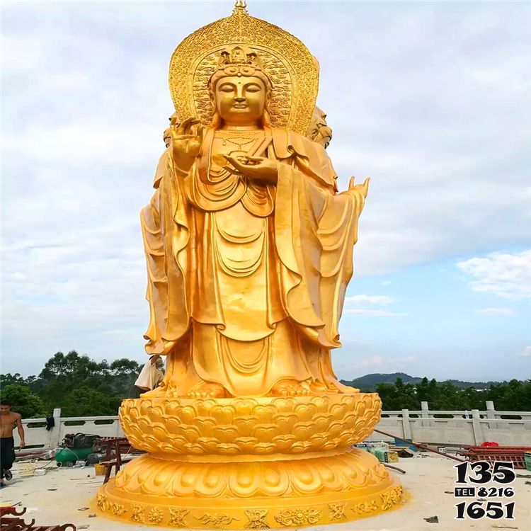 觀音雕塑-戶外廣場大型不銹鋼噴漆鎏金觀音雕塑 觀音雕塑-戶外廣場大型不銹鋼噴漆鎏金觀音雕塑高清圖片