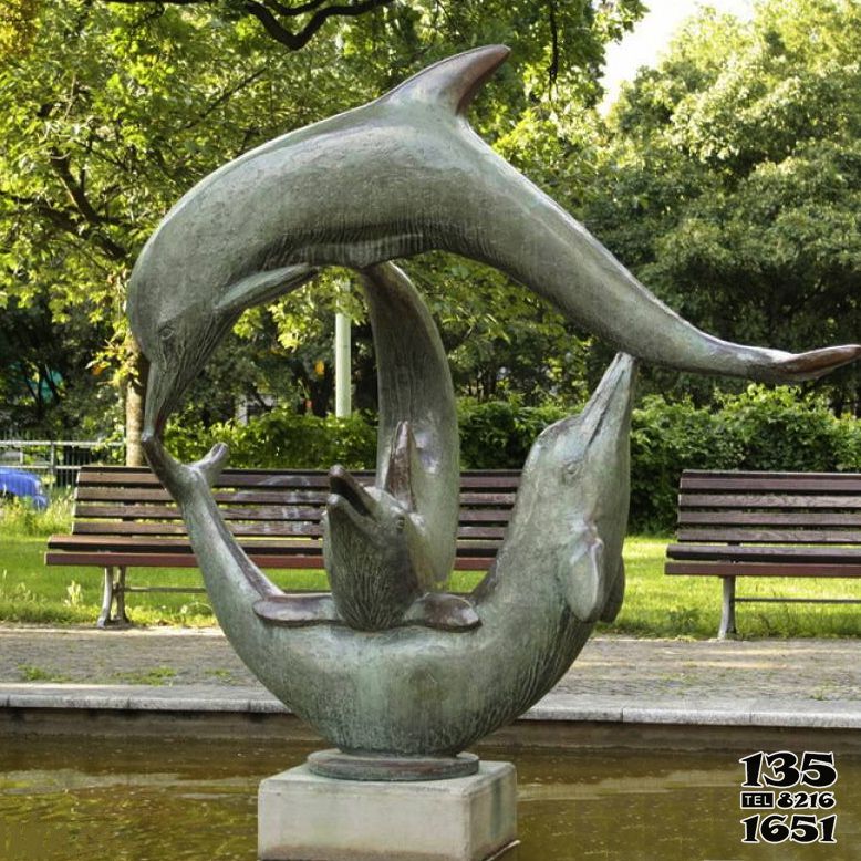 海豚雕塑-公園三只玩耍的石雕海豚雕塑 海豚雕塑-公園三只玩耍的石雕海豚雕塑高清圖片