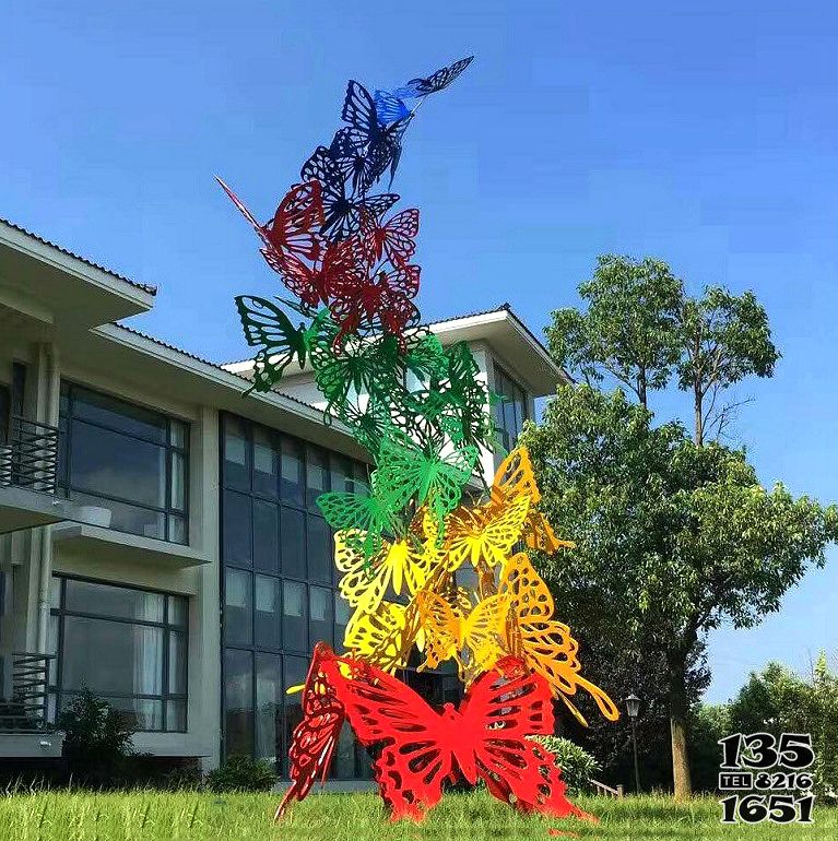 蝴蝶雕塑-多只卡通玻璃鋼景區蝴蝶雕塑 蝴蝶雕塑-多只卡通玻璃鋼景區蝴蝶雕塑高清圖片