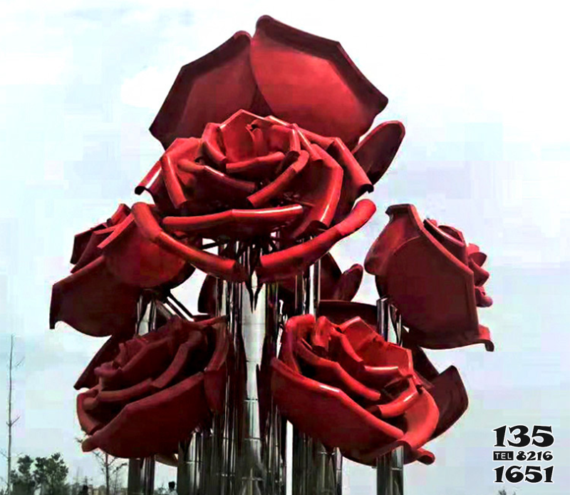 玫瑰雕塑-大型不銹鋼玫瑰花花束雕塑 玫瑰雕塑-大型不銹鋼玫瑰花花束雕塑高清圖片