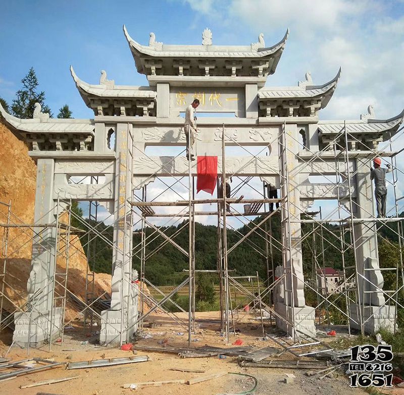牌坊雕塑-宗祠園林入口擺放石雕牌坊公園