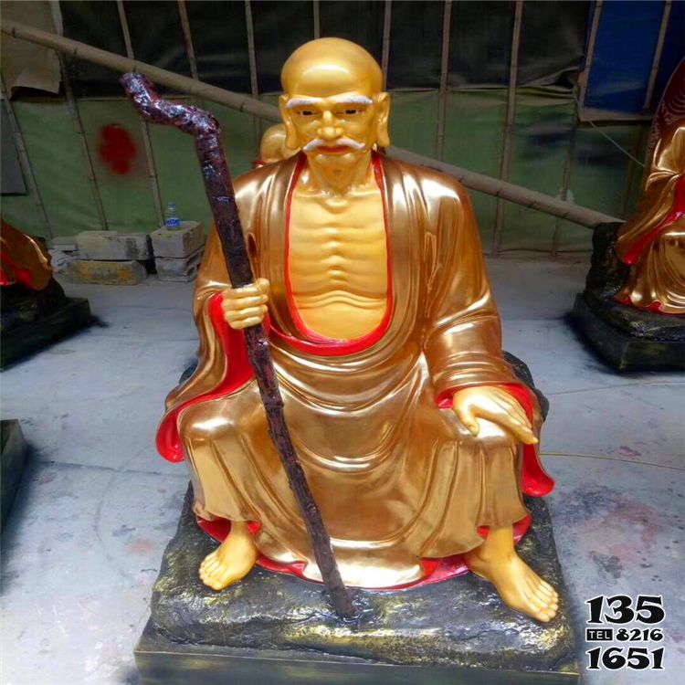 十八羅漢雕塑-手拿拐棍的玻璃鋼彩繪寺廟十八羅漢雕塑 十八羅漢雕塑-手拿拐棍的玻璃鋼彩繪寺廟十八羅漢雕塑高清圖片