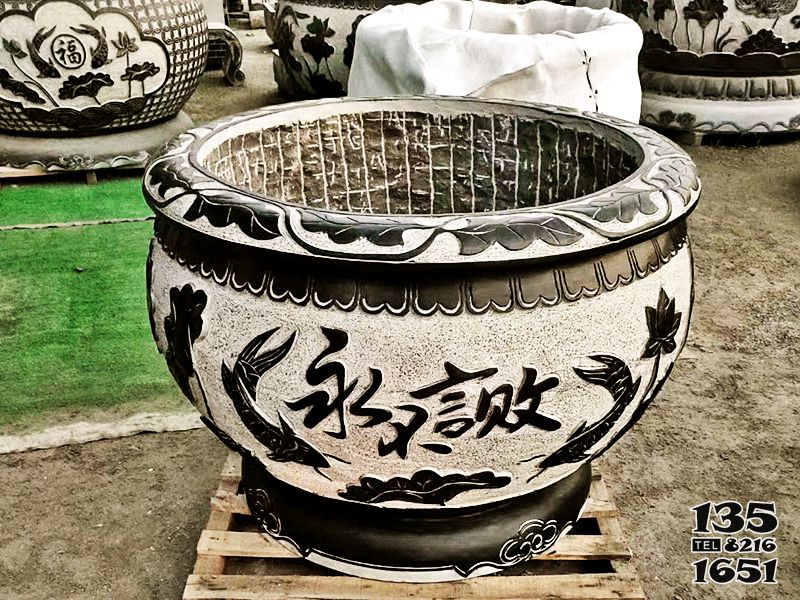 缸雕塑-青石石雕庭院別墅永不言敗庭院缸雕塑