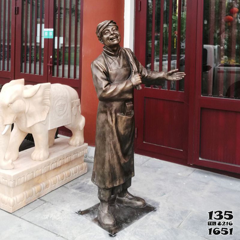 店小二雕塑-飯店門口仿銅小二迎賓玻璃鋼雕塑 店小二雕塑-飯店門口仿銅小二迎賓玻璃鋼雕塑高清圖片