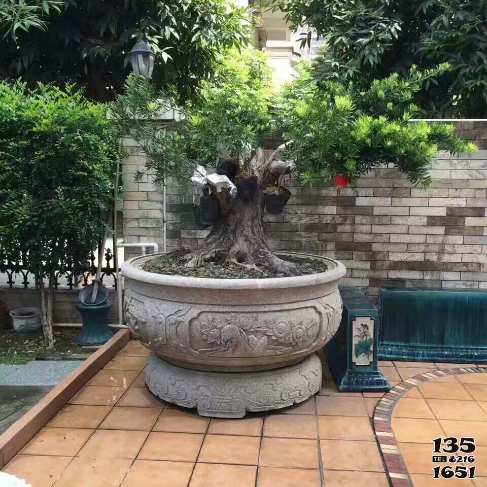 缸雕塑-庭院大型大理石石雕種樹的缸雕塑 缸雕塑-庭院大型大理石石雕種樹的缸雕塑高清圖片
