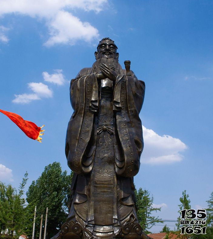 孔子雕塑-寺廟景觀思想家孔子玻璃鋼仿銅雕像 孔子雕塑-寺廟景觀思想家孔子玻璃鋼仿銅雕像高清圖片