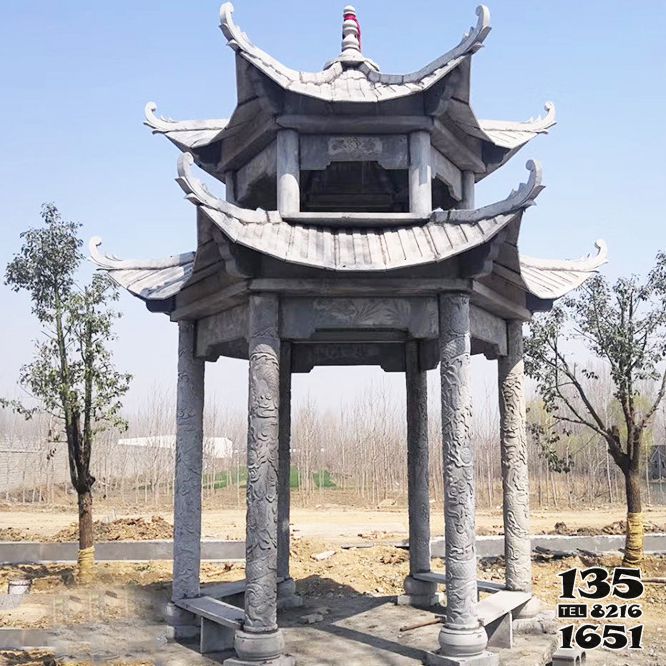 涼亭雕塑-青石仿古建筑復(fù)頂園林戶外擺放涼亭 涼亭雕塑-青石仿古建筑復(fù)頂園林戶外擺放涼亭高清圖片