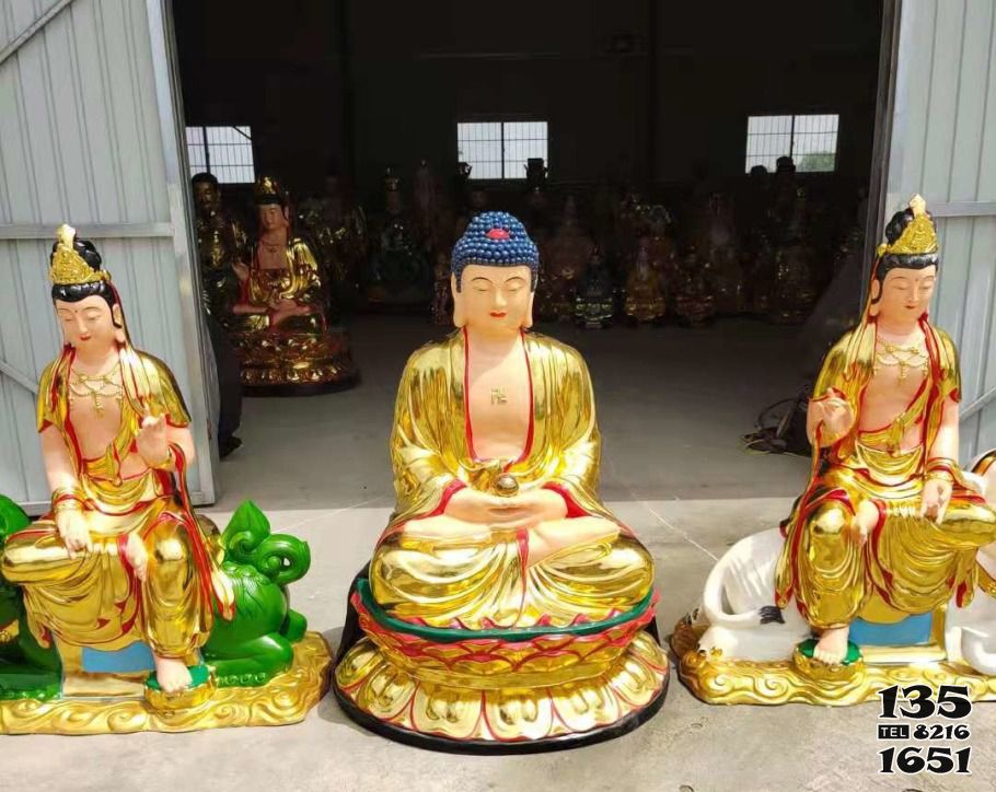 文殊普賢雕塑-玻璃鋼彩繪噴金烤漆打坐的文殊普賢雕塑 文殊普賢雕塑-玻璃鋼彩繪噴金烤漆打坐的文殊普賢雕塑高清圖片