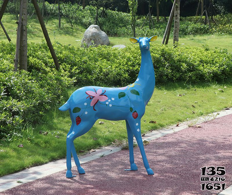 鹿雕塑-公園景區玻璃鋼彩繪藍色鹿雕塑 鹿雕塑-公園景區玻璃鋼彩繪藍色鹿雕塑高清圖片