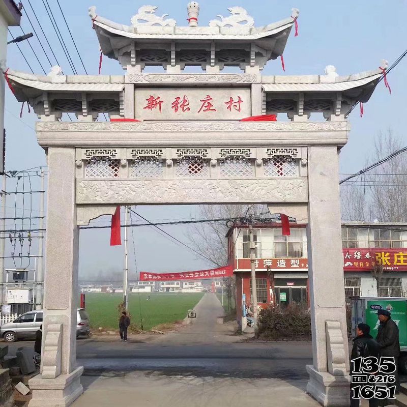 牌坊雕塑-新張莊村單門浮雕鏤空石牌坊 牌坊雕塑-新張莊村單門浮雕鏤空石牌坊高清圖片