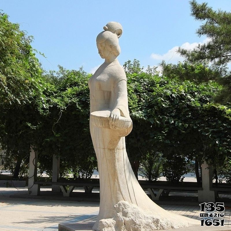 秦羅敷雕塑-園林歷史人物著名美女秦羅敷砂巖石雕塑像