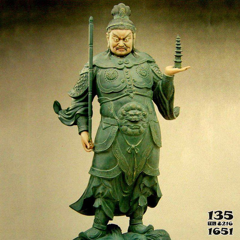 人物雕塑-景區寺院擺放青銅托塔天王彩繪雕塑 人物雕塑-景區寺院擺放青銅托塔天王彩繪雕塑高清圖片