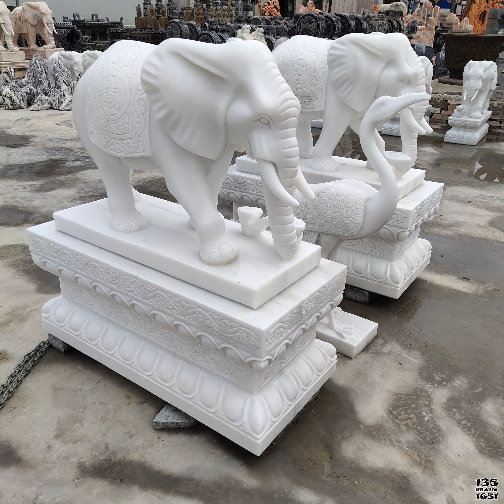 大象雕塑-漢白玉石雕塑庭院別墅大型景觀大象雕塑 大象雕塑-漢白玉石雕塑庭院別墅大型景觀大象雕塑高清圖片