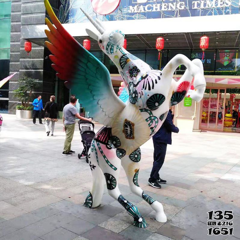 飛馬雕塑-街道邊擺放的起飛玻璃鋼彩繪飛馬雕塑 飛馬雕塑-街道邊擺放的起飛玻璃鋼彩繪飛馬雕塑