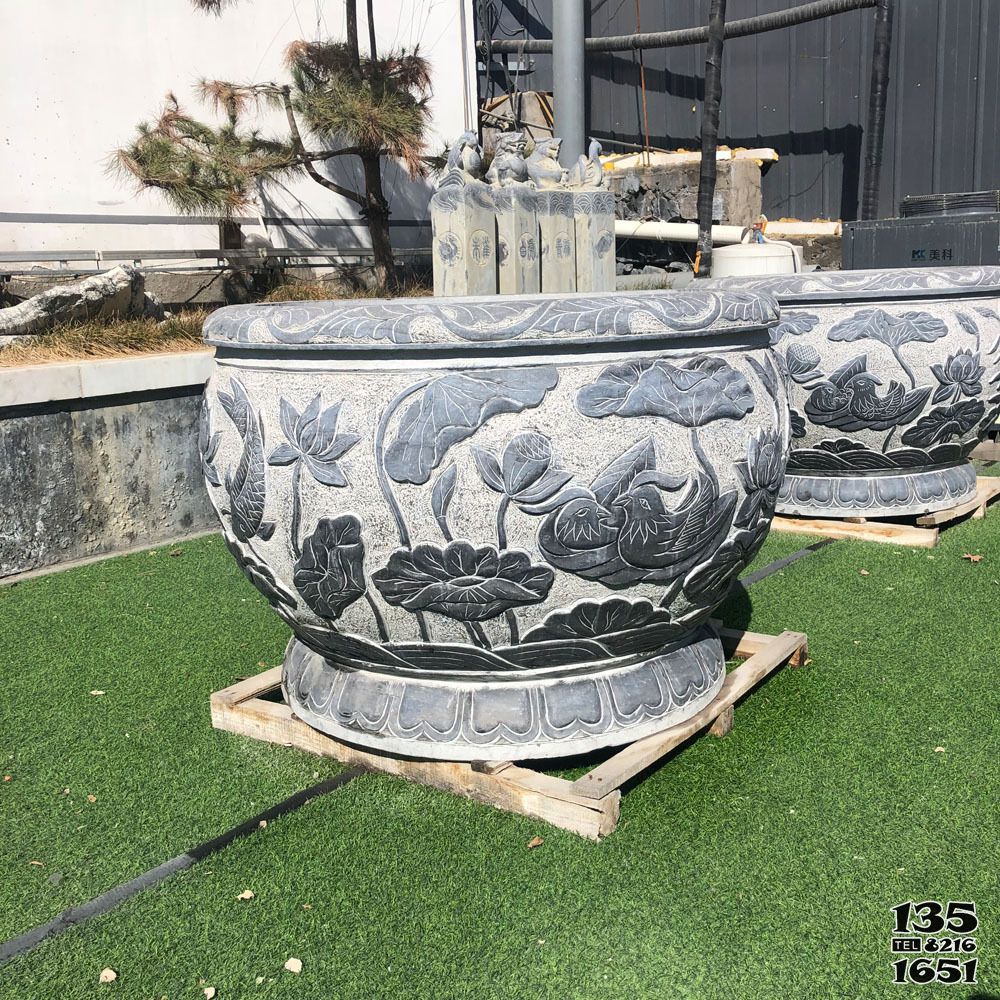 缸雕塑-大型庭院石雕別墅擺件天然石材魚缸雕塑 缸雕塑-大型庭院石雕別墅擺件天然石材魚缸雕塑高清圖片
