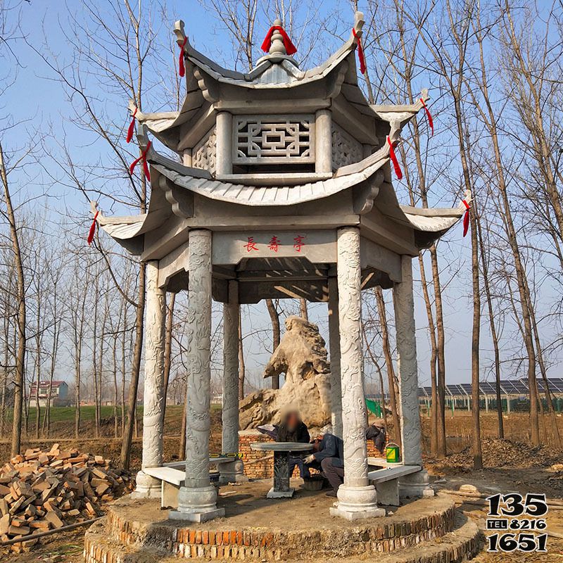涼亭雕塑-村莊戶外景觀仿古建筑兩層斗拱涼亭雕塑 涼亭雕塑-村莊戶外景觀仿古建筑兩層斗拱涼亭雕塑高清圖片